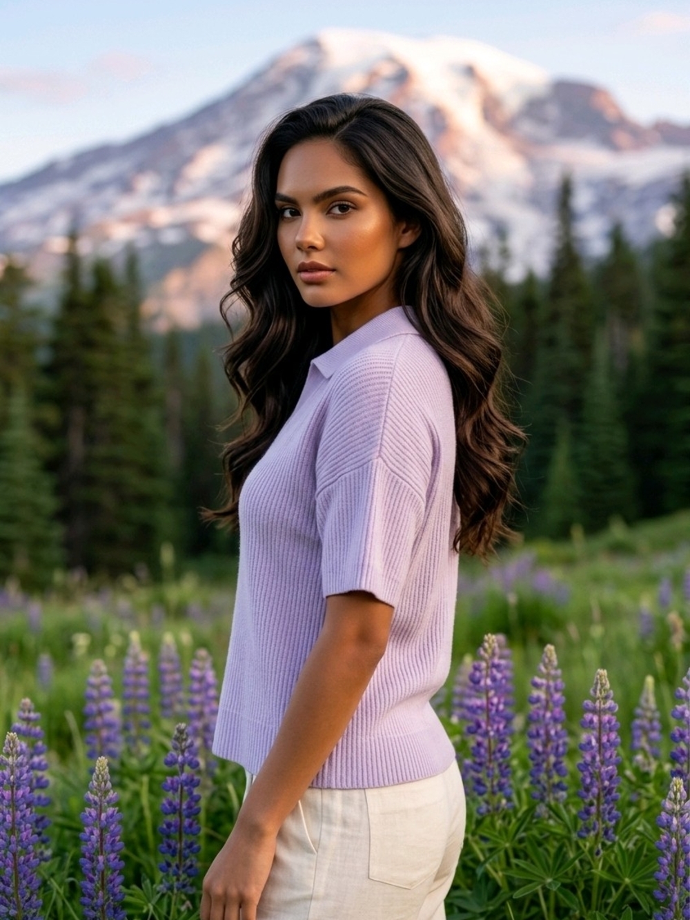 Lavender Knit Polo Sweater - Picture 5 of 10